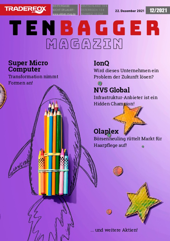 Cover des Tenbagger Magazins 12 / 2021 vom 21. Dezember 2021