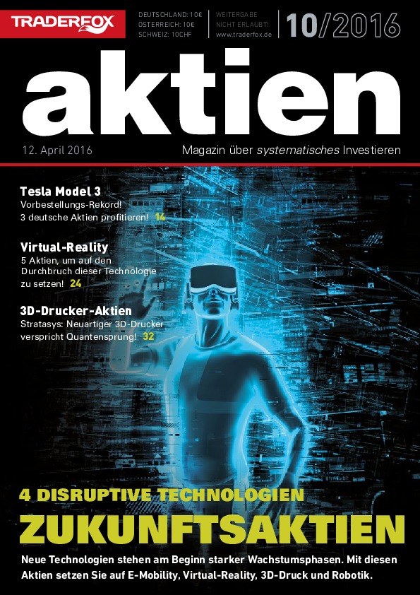Cover des Aktien-Magazins 10 / 2016 vom 12. April 2016