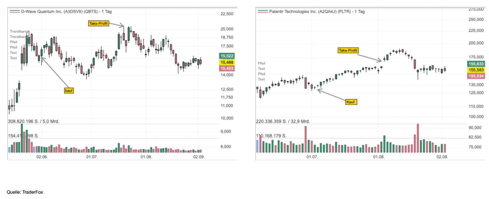 Chart von D-Wave und Palantir