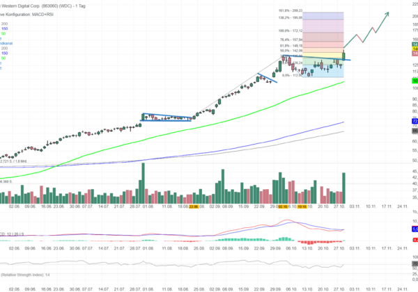 Chartanalyse Western Digital: Erneuter Ausbruch im Aufwärtstrend! 