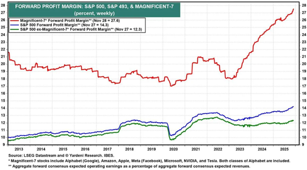 Geschätzte Gewinnmargen: S&P 500, S&P 493 & Magnificient-7 im Vergleich