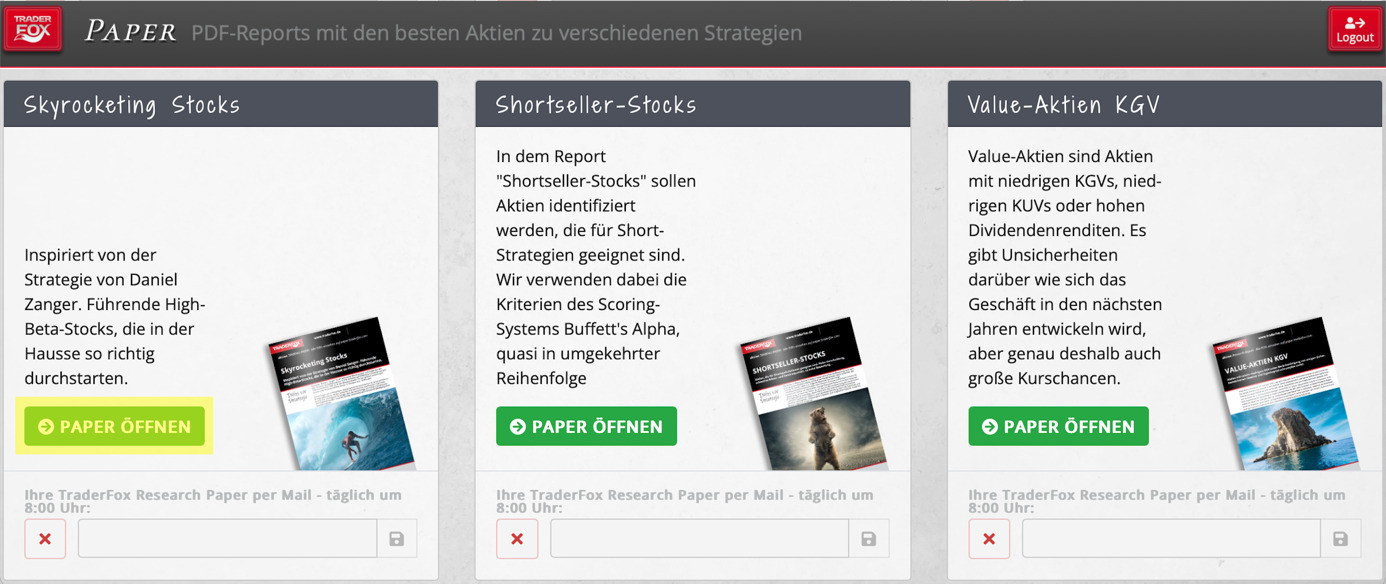Auf paper.traderfox.com findet ihr täglich das Skyrocketing-Stocks-Paper