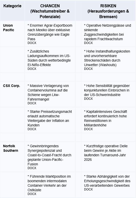 Die Chancen und Risiken des US-Eisenbahn-Trios im Überblick1