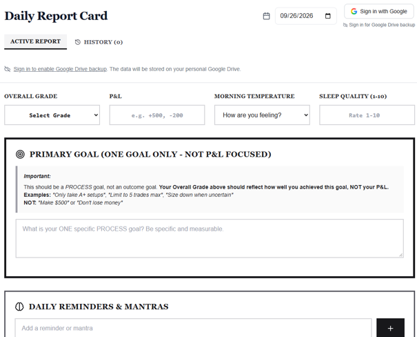 Daily Report Card Grafik