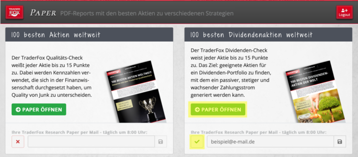 Paper mit den besten Dividendenaktien